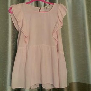Pale pink empire waist ruffled top